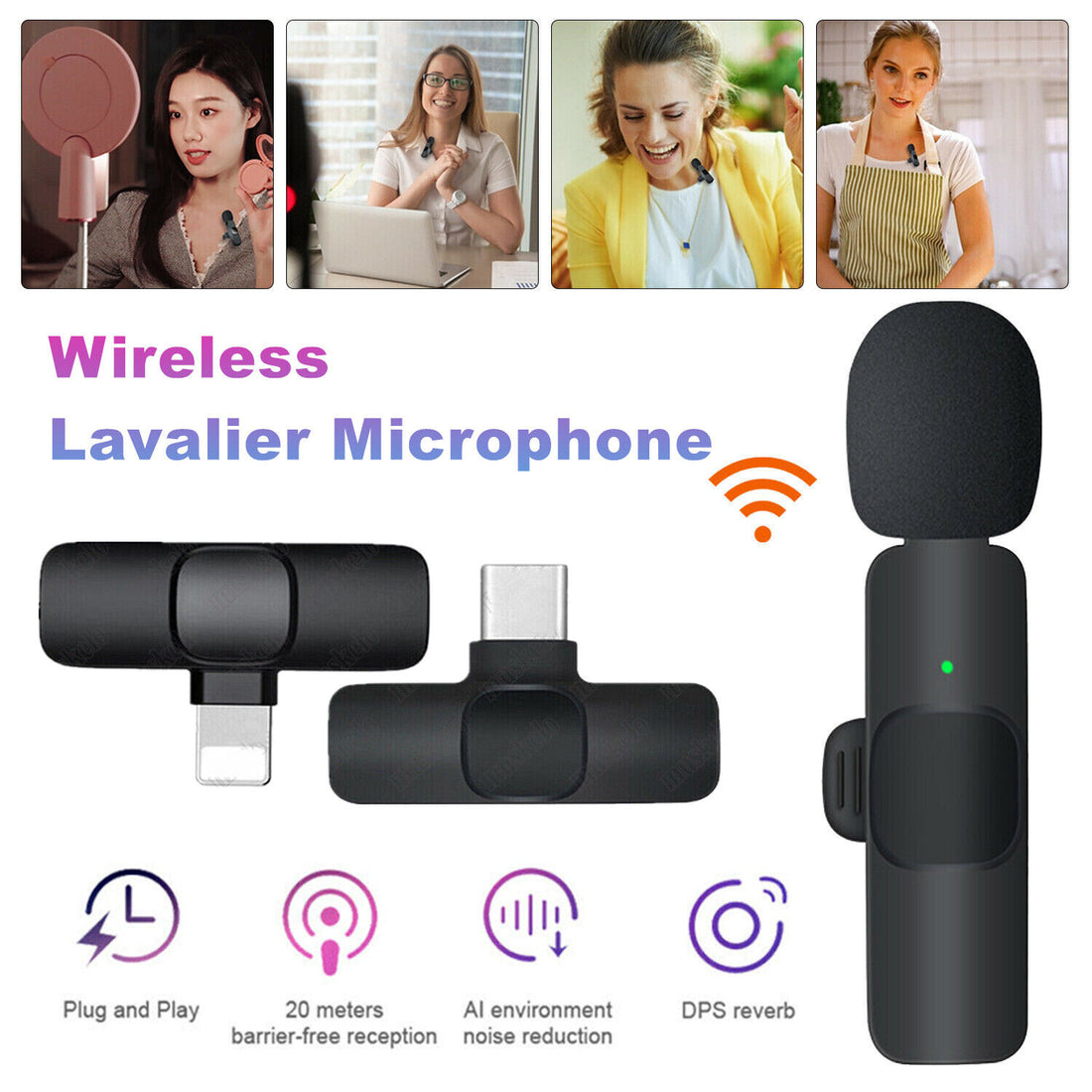 Lavalier Mini Microphone Wireless Audio Video Recording With Phone Charging - Ozthentic