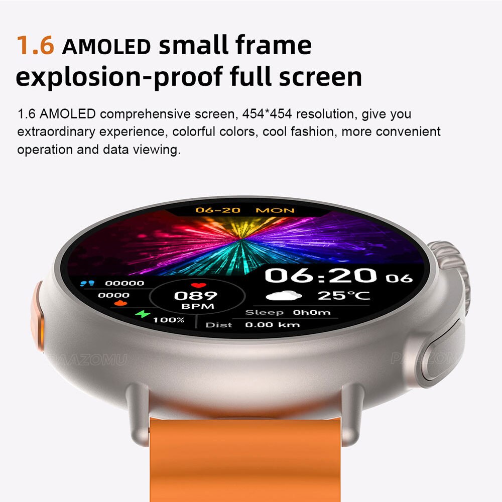1.6" AMOLED Heart Rate Monitor Fitness Track Smart Watch IP68 Waterproof NFC GPS - Ozthentic