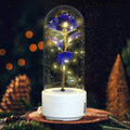 Mothers Day Gift 2 In 1 Rose Flowers LED Light And Bluetooth Speaker Gift Luminous Night Light Ornament In Glass Cover - Ozthentic