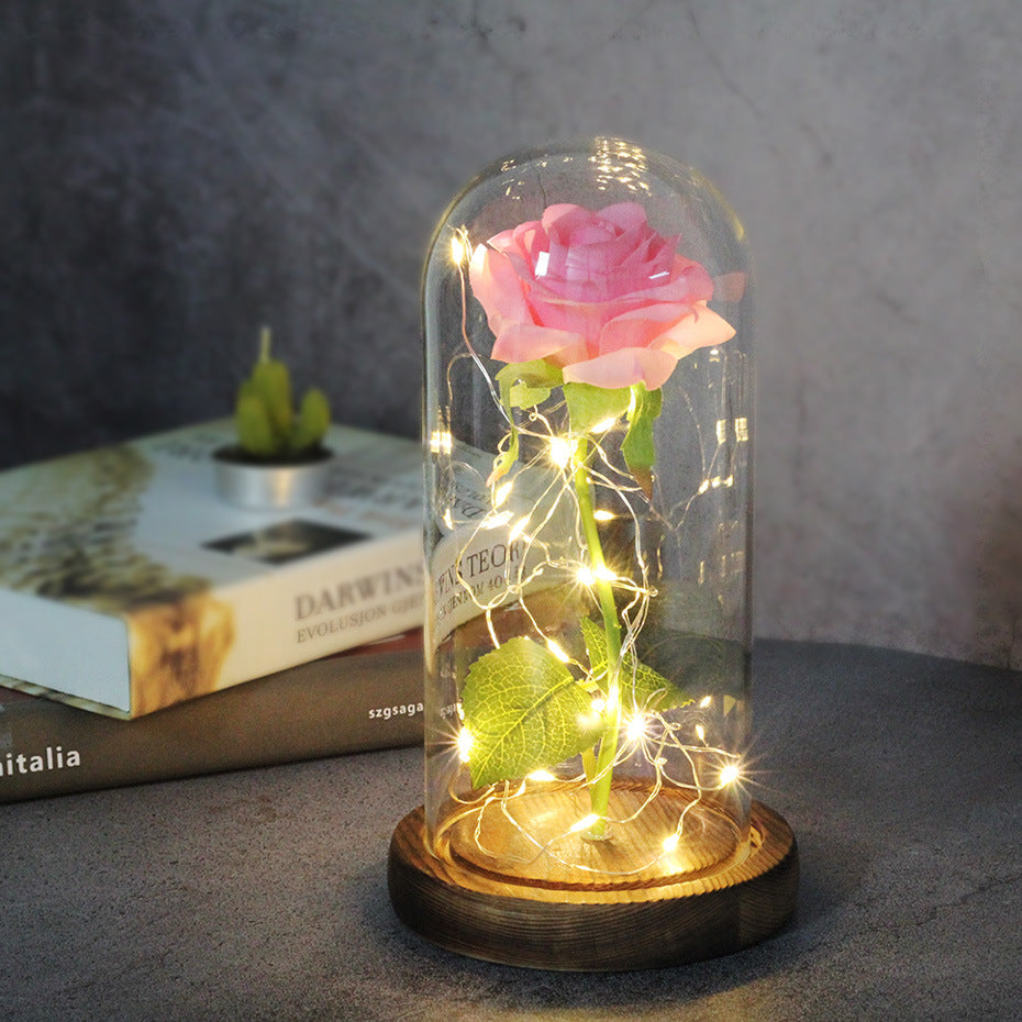 Mothers Day Gift Enchanted Forever Rose Flower In Glass LED Light - Ozthentic