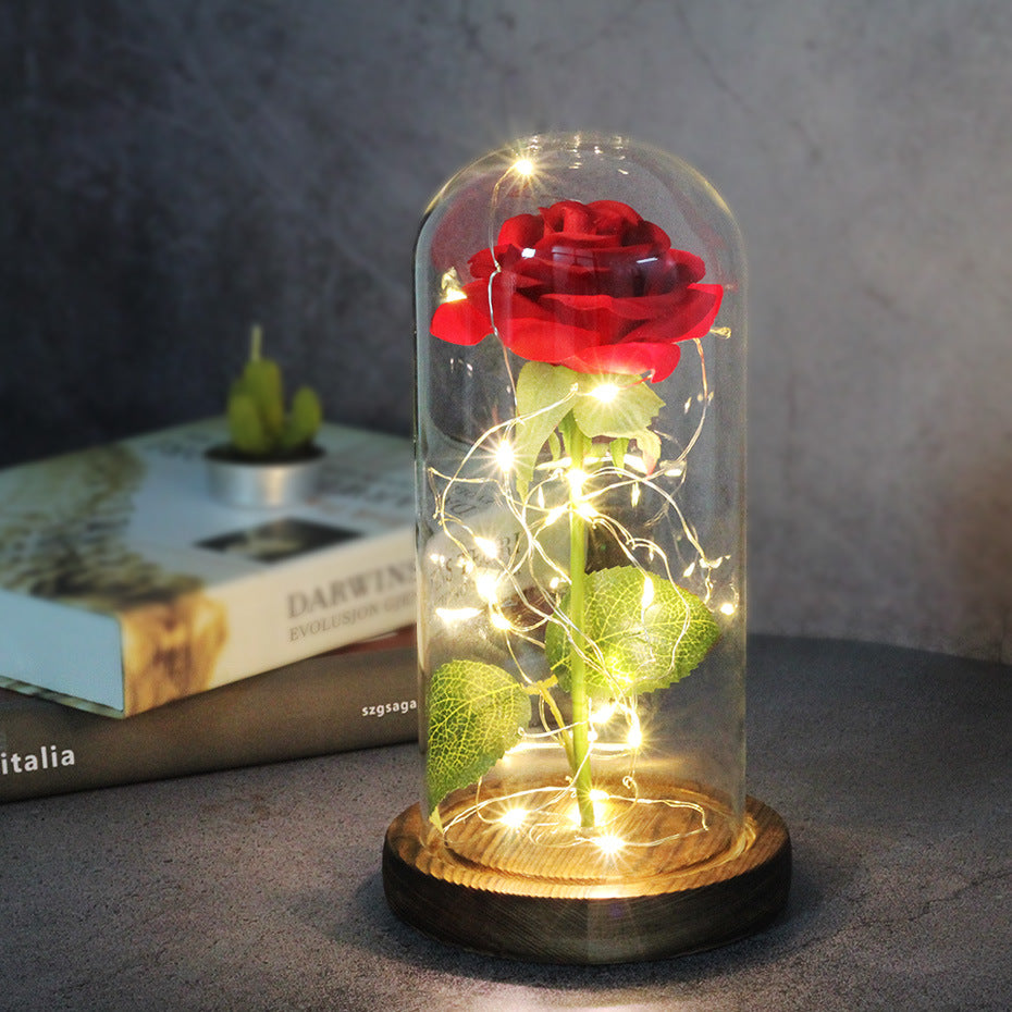 Mothers Day Gift Enchanted Forever Rose Flower In Glass LED Light - Ozthentic