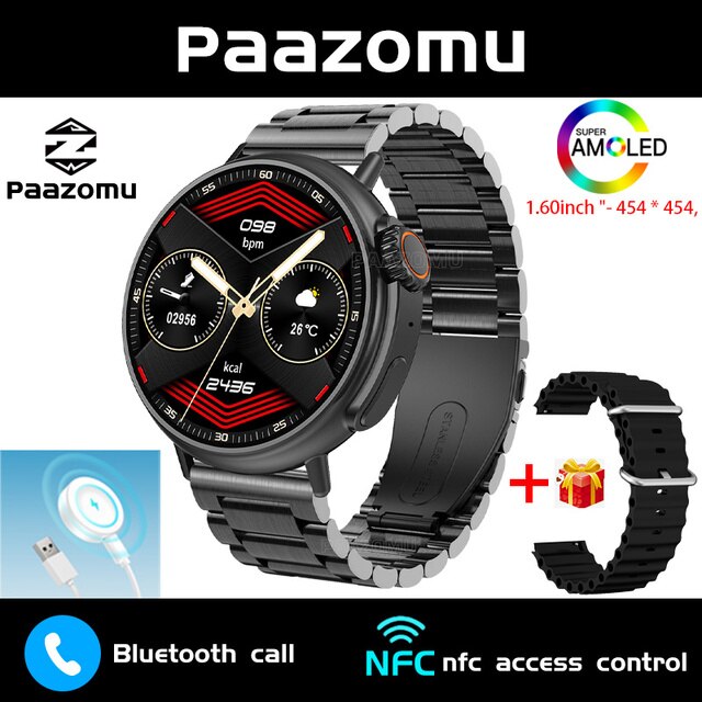 1.6" AMOLED Heart Rate Monitor Fitness Track Smart Watch IP68 Waterproof NFC GPS - Ozthentic