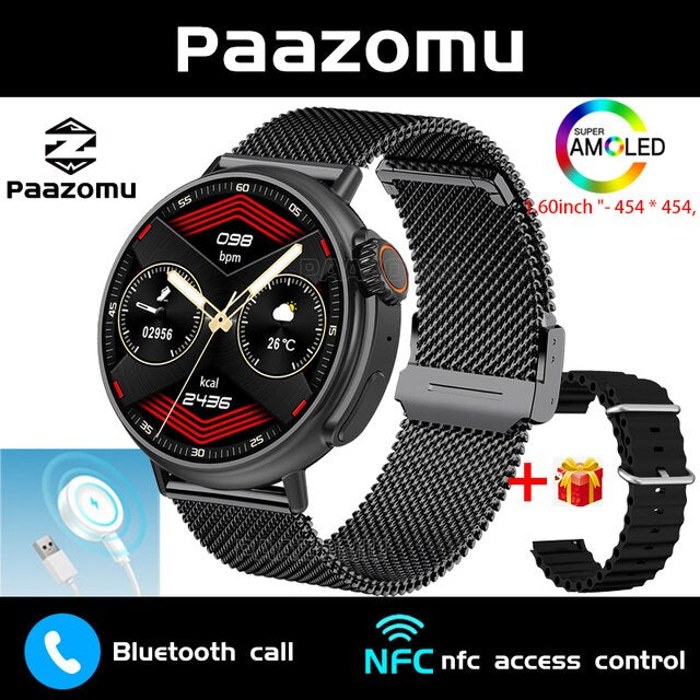 1.6" AMOLED Heart Rate Monitor Fitness Track Smart Watch IP68 Waterproof NFC GPS - Ozthentic