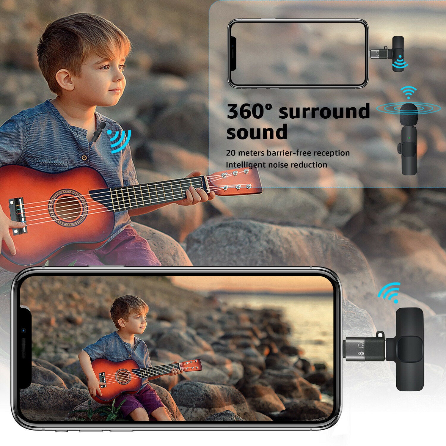 Lavalier Mini Microphone Wireless Audio Video Recording With Phone Charging - Ozthentic