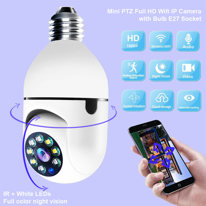 WiFi Home Security CAMERA 1080P Bulb 4X Zoom Camera E27 Home 5GWiFi Alarm Monitor - Ozthentic