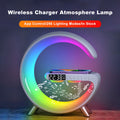 Intelligent G Shaped LED Lamp Bluetooth Speaker with Wireless Charger Atmosphere Lamp App Control For Bedroom Home Decor - Ozthentic