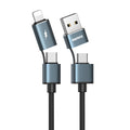 Remax Multi adapter USB type A USB type C lightning Braided data cable for iphone Android Samsung - Ozthentic