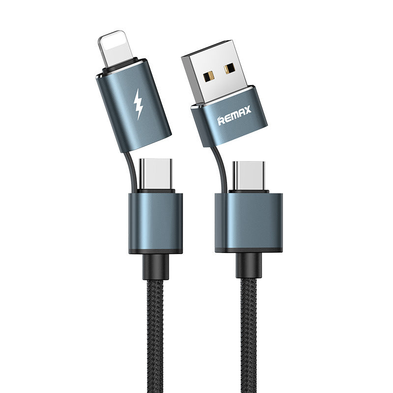 Remax Multi adapter USB type A USB type C lightning Braided data cable for iphone Android Samsung - Ozthentic