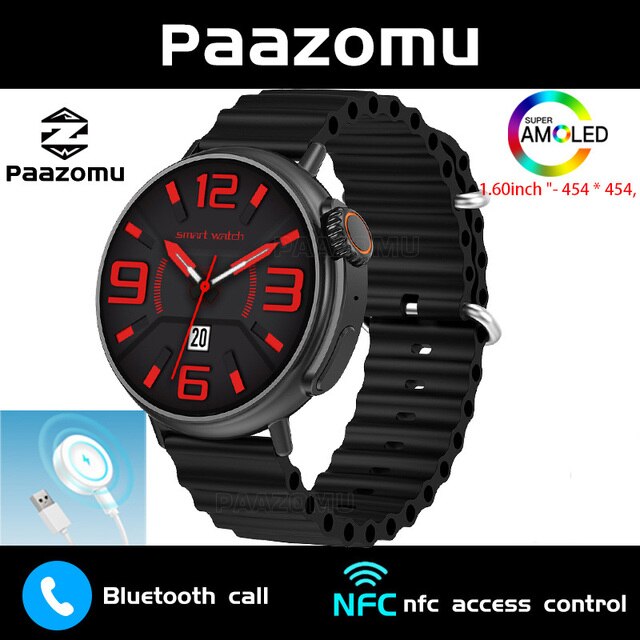 1.6" AMOLED Heart Rate Monitor Fitness Track Smart Watch IP68 Waterproof NFC GPS - Ozthentic