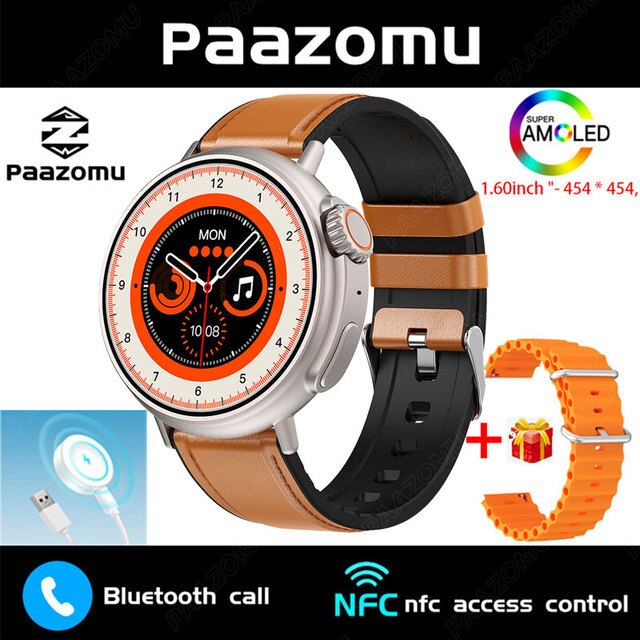 1.6" AMOLED Heart Rate Monitor Fitness Track Smart Watch IP68 Waterproof NFC GPS - Ozthentic