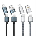 Remax Multi adapter USB type A USB type C lightning Braided data cable for iphone Android Samsung - Ozthentic