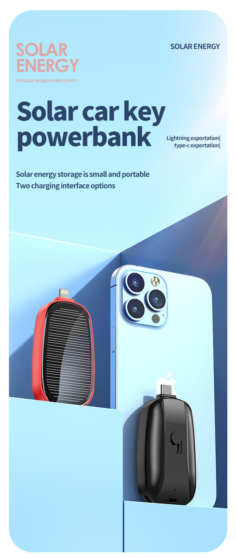 Mini Emergency Phone Solar Charging Portable Wireless Power Supply