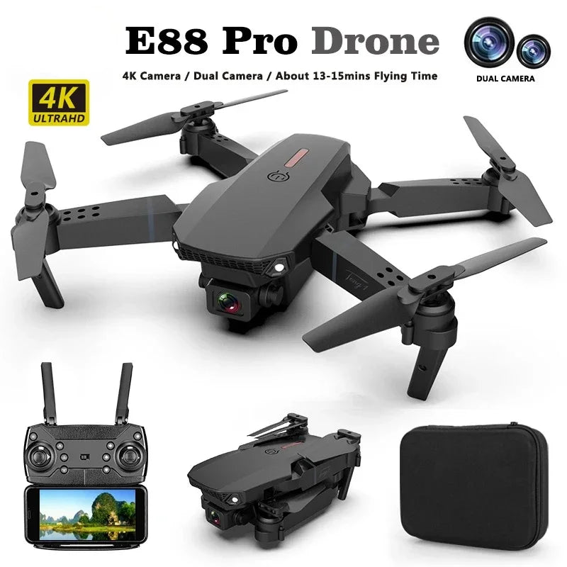 New E88Pro RC Drone 4K Professinal With 1080P Wide Angle Dual HD Camera Foldable RC Helicopter WIFI FPV - Ozthentic