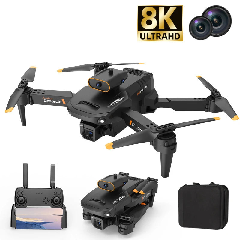 New 8K HD Quadcopter Drone with Dual Camera for Anti Wind Aerial Photography 360 Obstacle Avoidance RC P7 Drone Toys Gift