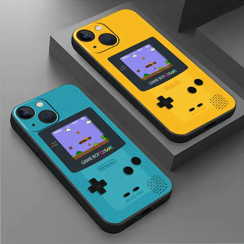 Black Case For iPhone 14 15 Pro Max 13 XR SE 2020 12 Mini 6 6S X XS 11 Pro 7 8 Plus Soft Phone Cover Retro Game Console