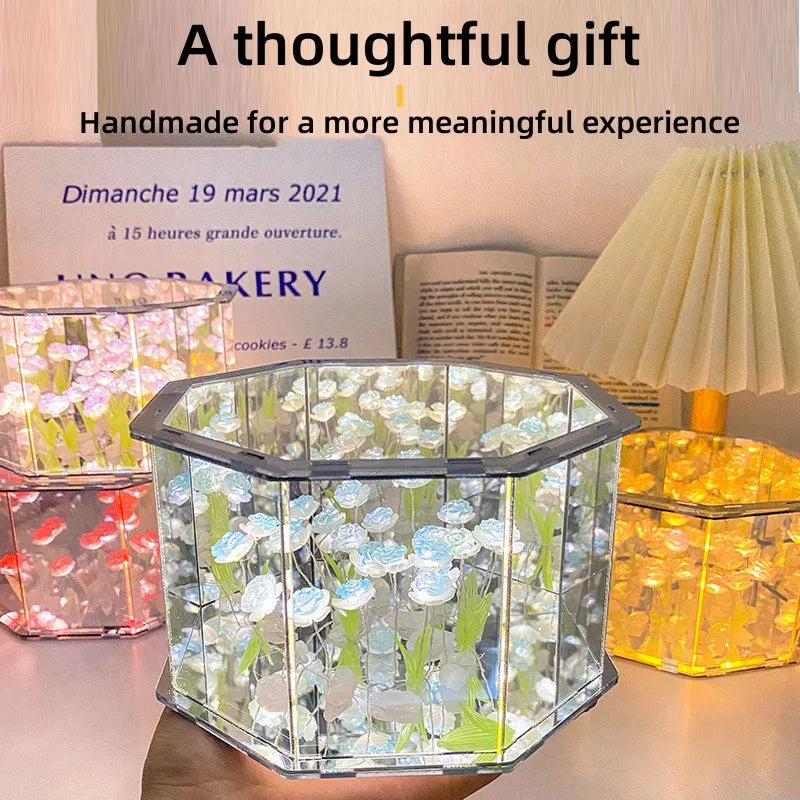 DIY Tulip Mirror Lamp Three-Dimensional Nightlight Handmade Craft Birthday Gifts