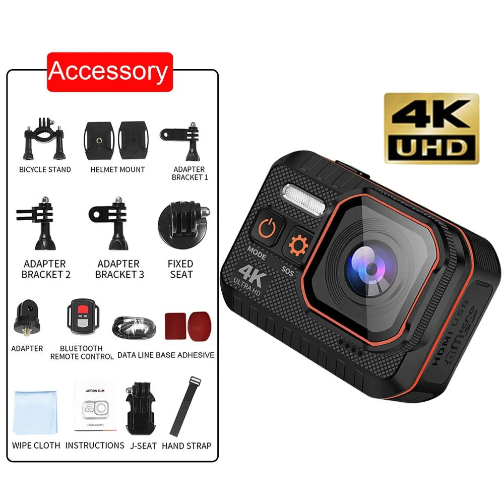 4k action camera 60fps - waterproof sports camera