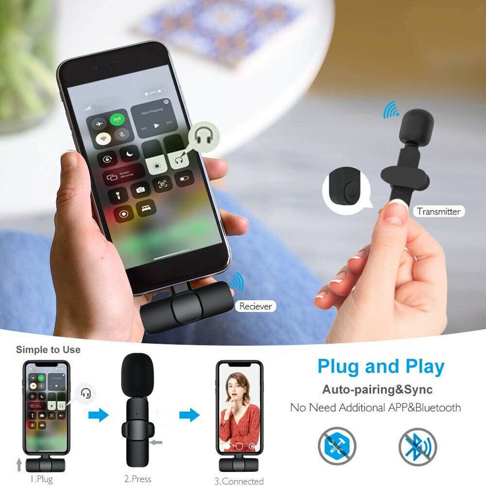 Lavalier Mini Microphone Wireless Audio Video Recording With Phone Charging - Ozthentic