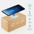 Wooden Digital Alarm Clock with Wireless Phone Charging Pad - Ozthentic