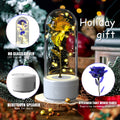 Mothers Day Gift 2 In 1 Rose Flowers LED Light And Bluetooth Speaker Gift Luminous Night Light Ornament In Glass Cover - Ozthentic