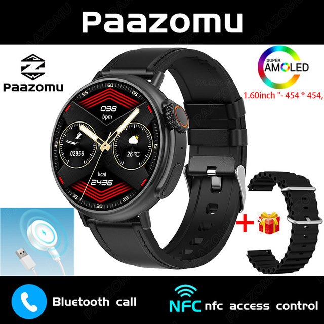 1.6" AMOLED Heart Rate Monitor Fitness Track Smart Watch IP68 Waterproof NFC GPS - Ozthentic