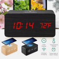 Wooden Digital Alarm Clock with Wireless Phone Charging Pad - Ozthentic