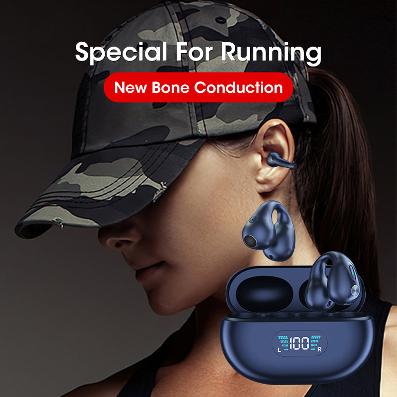 Bone Conduction Headphones TWS Earbuds Ear Clip Bluetooth 5.3 Touch Wireless Earphone In-Ear Bass HIFI Sports Headset - Ozthentic