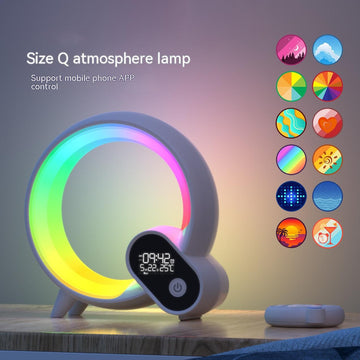 Creative Q Light Analog Sunrise Digital Display Alarm Clock Bluetooth Audio Intelligent Wake-up Q Colorful Atmosphere Light - Ozthentic