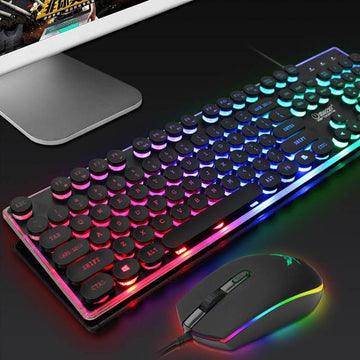 led gaming keyboard mouse set - backlit ergonomic combo