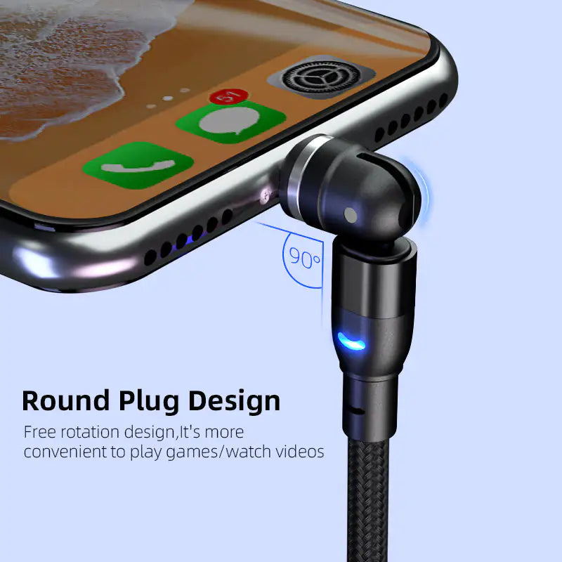 Strong Rotating Magnetic Charging Cable 3 in 1 Micro, IOS, type C 2.1A - Ozthentic