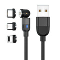 Strong Rotating Magnetic Charging Cable 3 in 1 Micro, IOS, type C 2.1A - Ozthentic